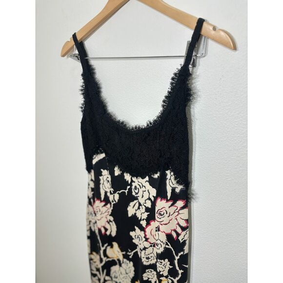 Diane Von Furstenberg Floral Bird Olivette Silk Dress Eyelash Lace Trim Size 8 - Picture 3 of 5